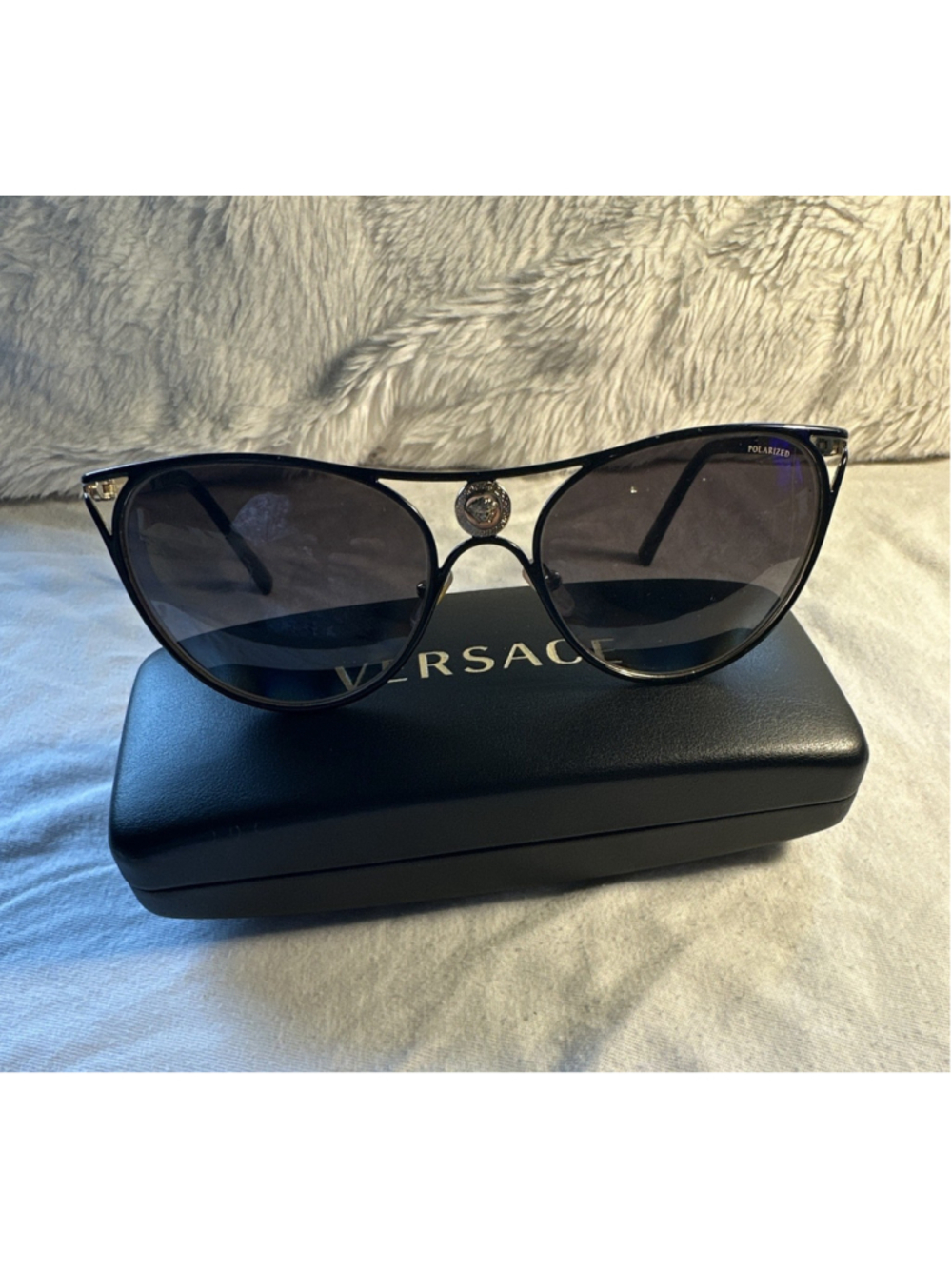 Versace MOD.2237 Cat Eye Polarized Sunglasses Black/Gray UV400 57-19 140mm